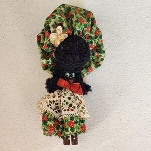 Vintage Black Americana African American clothespin girl figure doll miniature